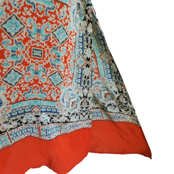 SiLK Vanessa Virginia Anthropologie Maxi Skirt Lined Mediterranean Side Slit M - Picture 3 of 8